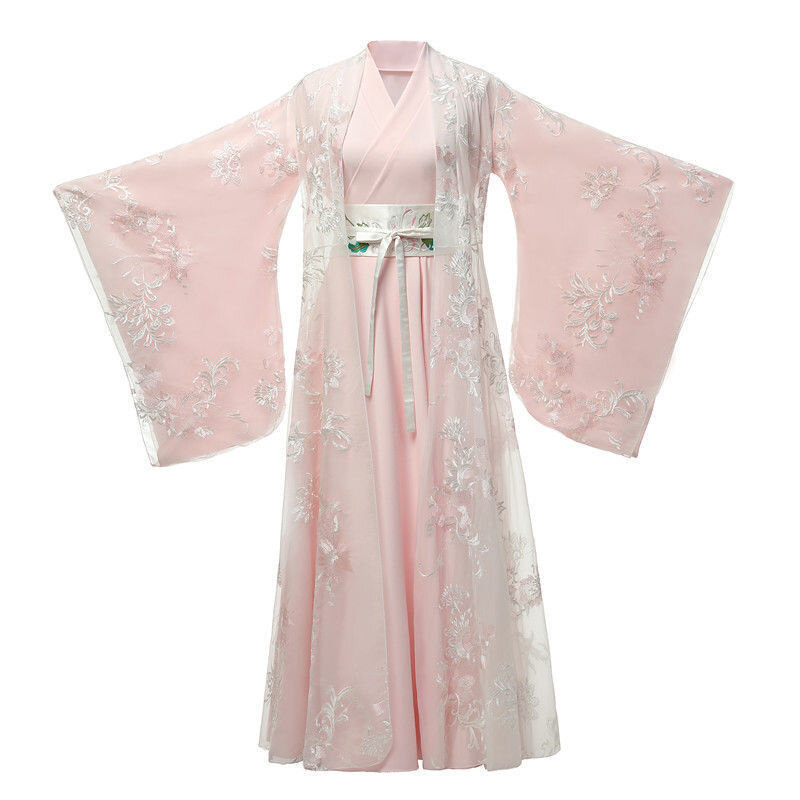 New Original Hanfu Spring Autumn Six Meter Pendant Skirt Set Pink Fairy Hanfu Dance Dress Photography Ancient Style Sleeves
