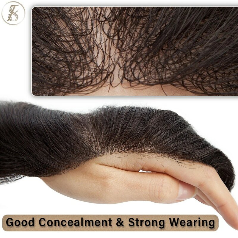 TESS-tupé de cabello humano para hombres, postizo de 6 ", sistema de reemplazo frontal, pelucas invisibles, 7g, bucle recto, 0,16mm, PU