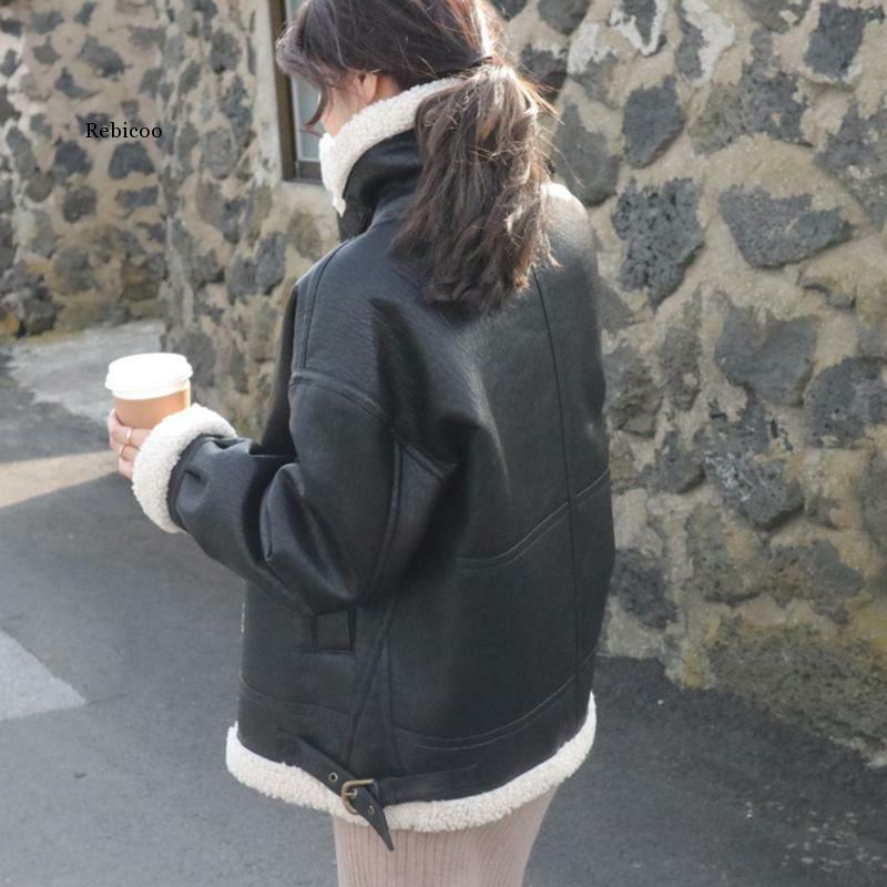 Cappotti di pelliccia in ecopelle da donna giacche di lana donna moda manica lunga spessa capispalla coreana cappotti caldi invernali cappotto corto locomotiva