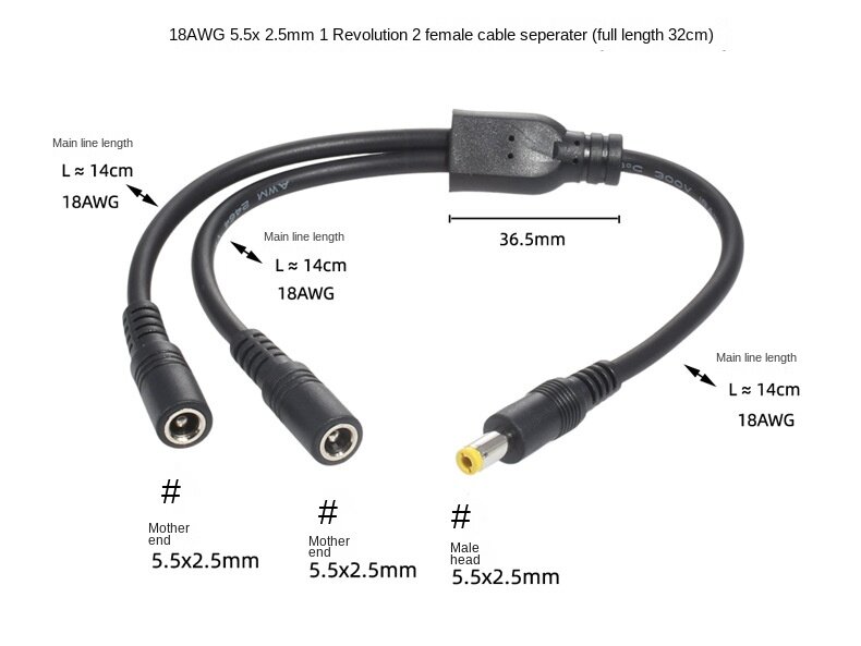 18AWG 5.5X2.1Mm 1M Tot 2F Dc Kabel Power Adapter Extend Cord Koperdraad 0.75mm ² 12V 120W Max 30Cm