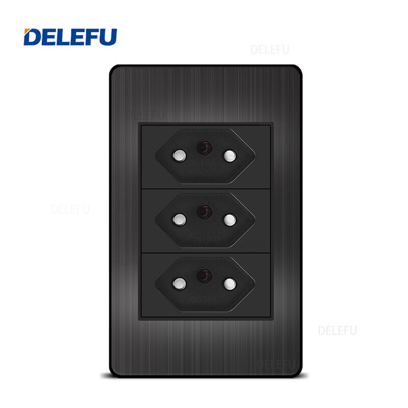 Delefu-edelstahl schwarz panel serie brasilien standard schalter 10a steckdose computer usb typ c wand steckdose