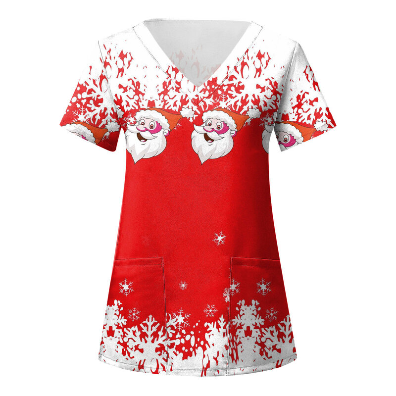 Uniformes d'infirmière de Noël pour femmes, vêtements de toilettage pour animaux de compagnie à manches courtes, gIslande clinique mignon, père Noël, Sanitario Mujer