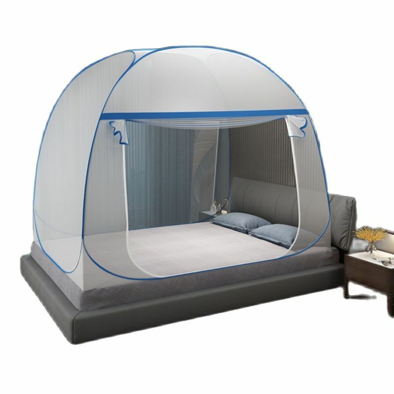 모던한 간단한 학생 모기장, 블루 컬러, 전체 바닥 성인 모기 커튼, 여름 가정 야외 침대, 접이식 캐노피, 1 개