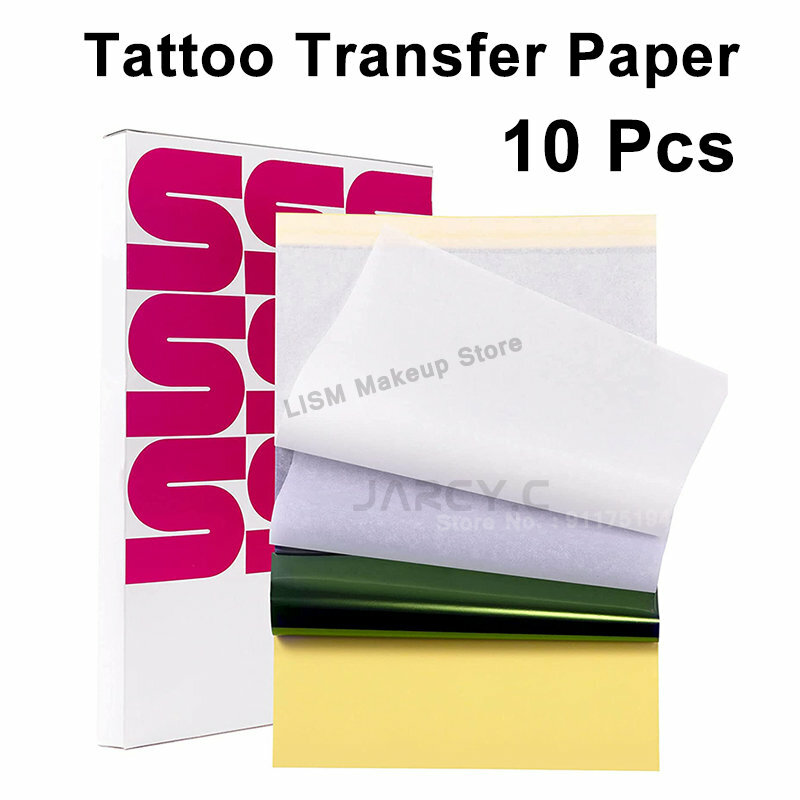 Papel de transferencia de tatuaje, plantilla de papel de transferencia térmica de carbón, suministro de hojas de tatuaje, tamaño de papel A4, accesorios, 10 Uds.papel para tatuajes