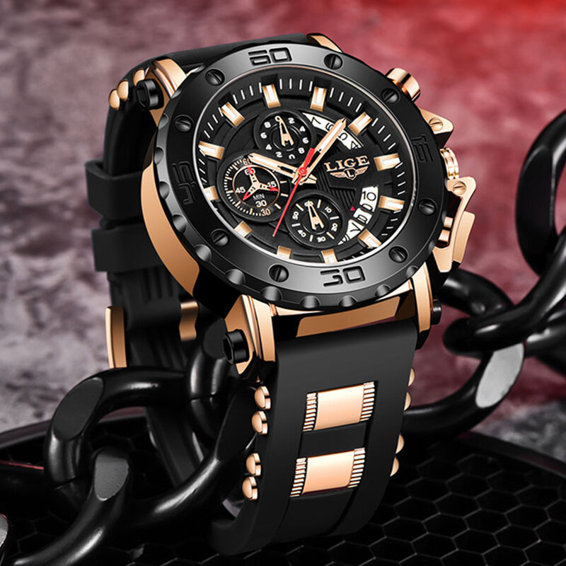 LIGE jam tangan kuarsa untuk pria, arloji merek mewah terbaik dengan fitur tanggalan olahraga Hodinky Relogio Masculino