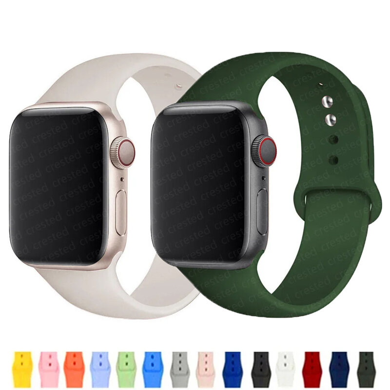 Tali silikon untuk jam tangan Apple, tali silikon untuk jam tangan Apple, 45mm 41mm, 44mm, 42mm, 49mm, 40mm, 38 45mm, gelang correa, iwatch seri 9 8 7 se Ultra 6 5 4 3