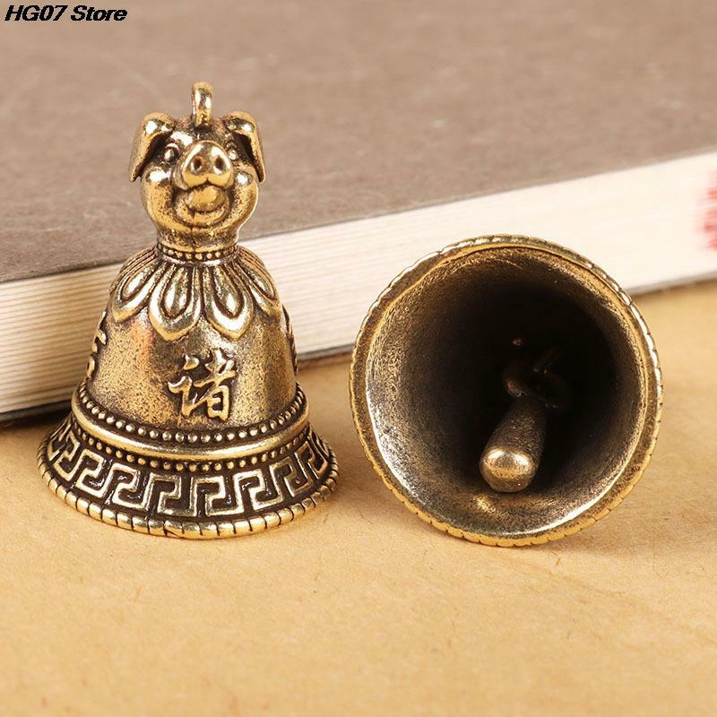 Mosiężny chiński 12 zodiak zwierzęta głowy brelok dzwonka wisiorki biżuteria Vintage miedzi Feng Shui brelok do kluczyków do samochodu wiszący brelok prezent