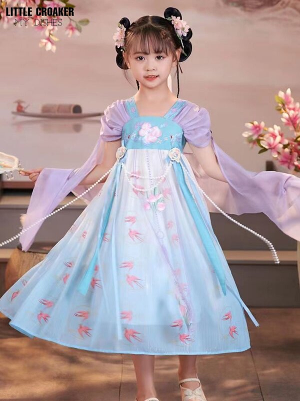 Kimono dziewczynka kostium na Halloween jednoczęściowy strój dla dziewczynek Hanfu Cosplay dzieci sukienka Hanfu maluch Girl