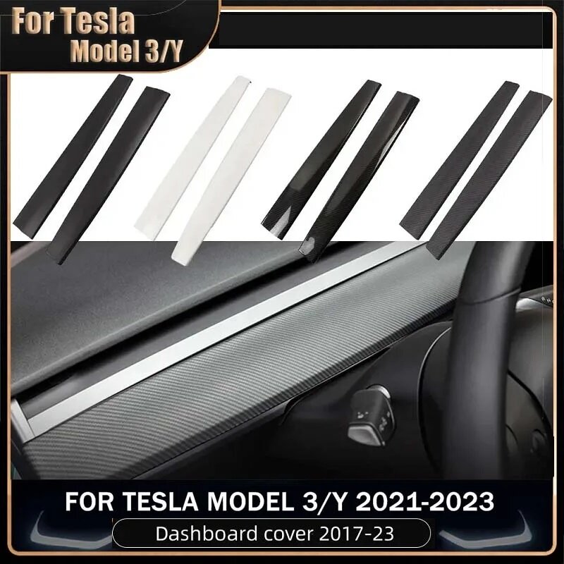 Przednia deska rozdzielcza samochodu kontrola centralna listwa wykończeniowa dla Tesla Model 3 Y 2021 2022 2023 drzwi samochodu boczne wykończenia pokrywa deski rozdzielczej wnętrza