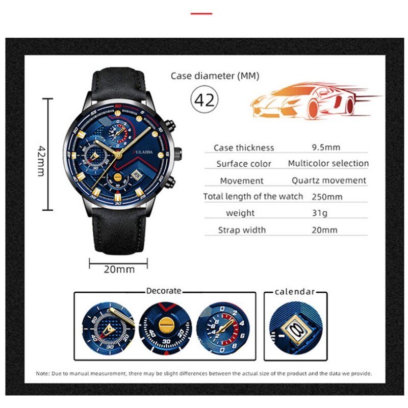 Kegllect 【gotowy stock】 modny popularny męski zegarek kalendarz biznesowy podświetlane wskazówki zegarki kwarcowe