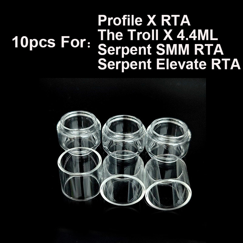 10 buah tabung kaca lurus gelembung lemak untuk profil X RTA The Troll X Serpent SMM RTA Serpent Elevate RTA Mini tangki kaca