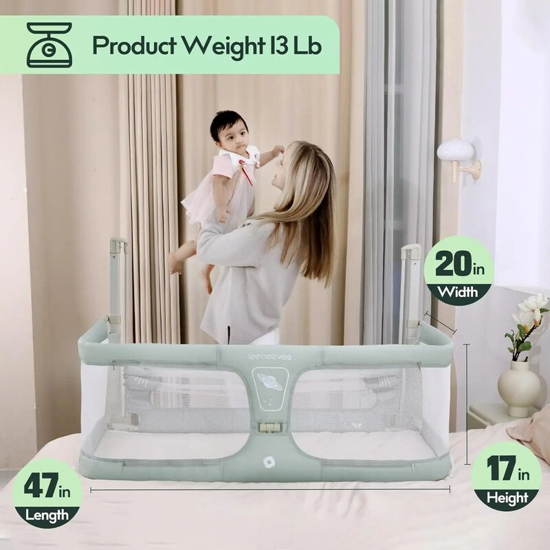 LEEOEEVEE-barrera de seguridad para cama de bebé, barandilla ajustable para cama de bebé, tela lavable, corralito