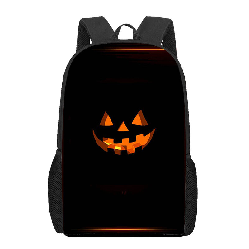 Halloween Pattern School Bags for Children, Horror, Halloween Gift, Pumpkin Head, Book Bag, Shoulder Bag, Casual, Girls, Kids