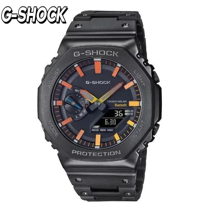 Jam tangan pria Formal baja Stopwatch multifungsi tenaga surya tahan air mode casing logam seri GM-B2100BD G-SHOCK baru