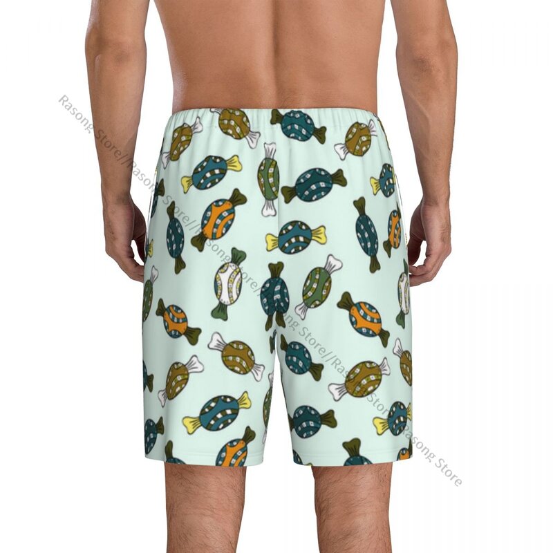 Мужские короткие штаны для сна, яркие милые Мужские пижамные штаны с изображением конфет, одежда для сна