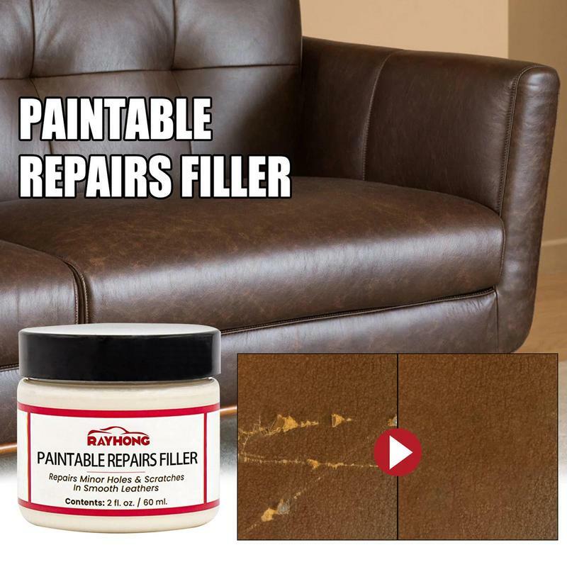 Leather Filling Paste 60ml Natural Leather Filler Repair Compound Leather Restoration Cream For Tears Crack Burns Holes Filler