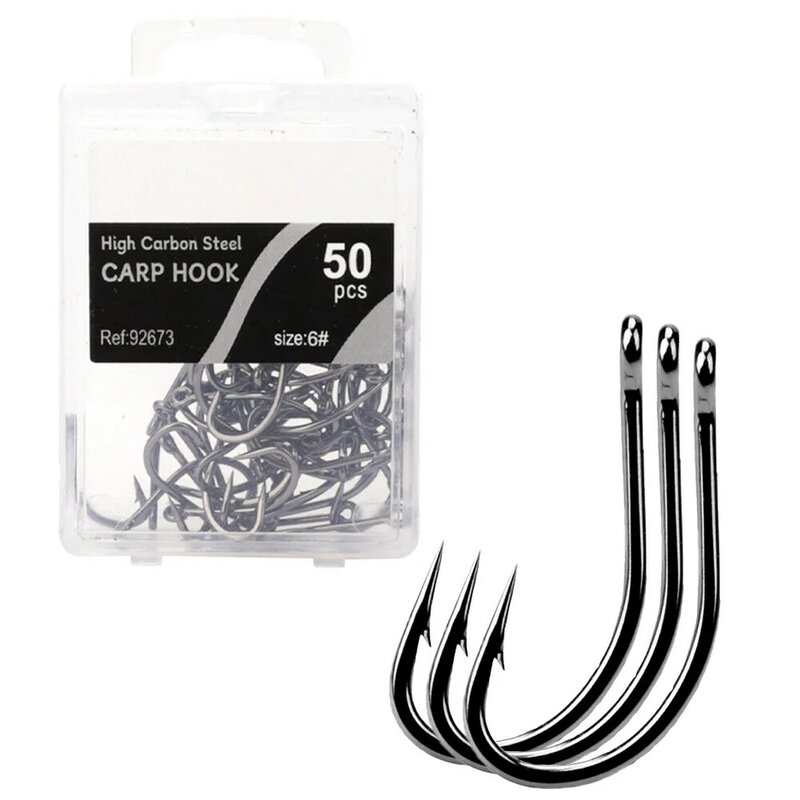 Fishing Hooks Beak Circle Hook High Carbon Steel Barbed Long Shank Hooks With Box Package For CARP Saltwater 50Pcs