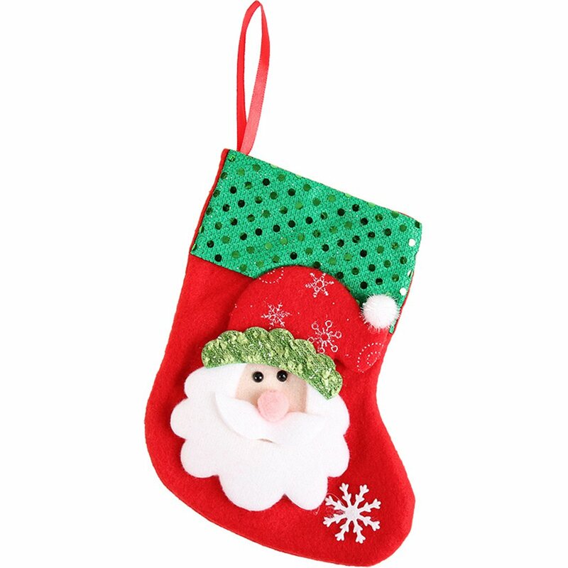 New Year Christmas Stocking Sack Xmas Gift Candy Bag Christmas Decorations Small Size Home Sock Christmas Tree Decor