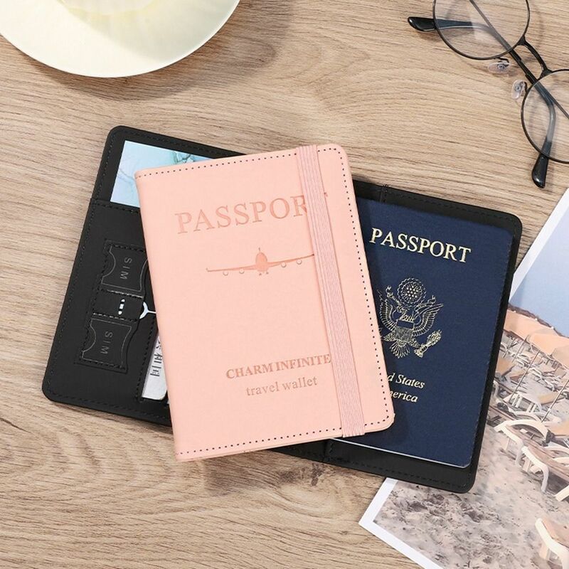 Funda protectora de cuero PU con RFID para pasaporte, bolsa de almacenamiento para certificado, billetera de viaje, paquete de pasaporte