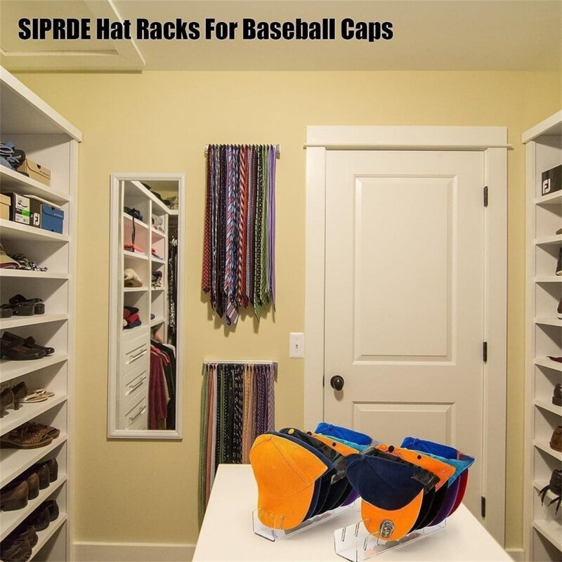 Baseball Cap Display Rack, Durável, Claro, Acrílico Hat Holder, Home Closet Storage Organization, Lojas Decoração, 7 Buracos