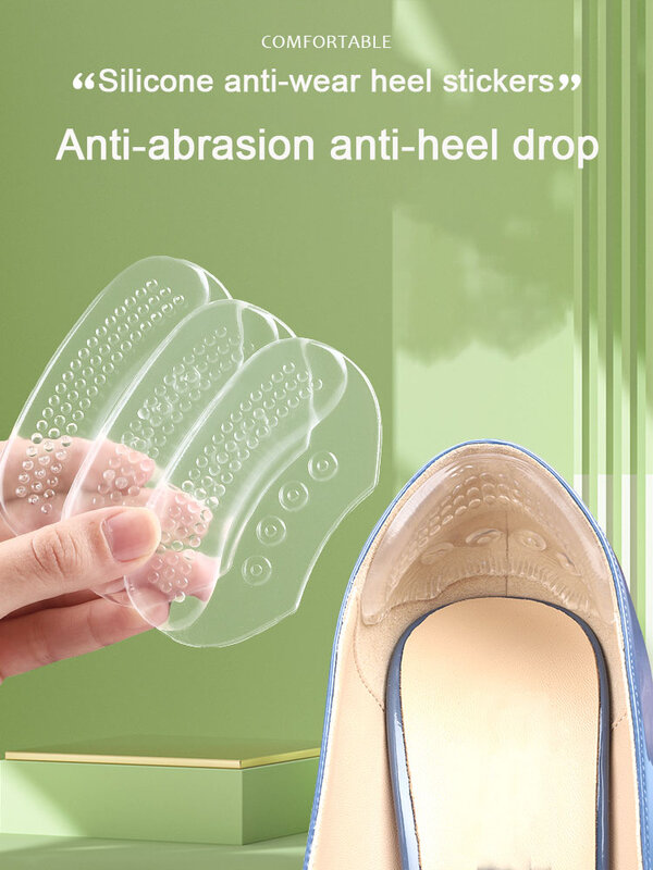 Silicone High Heels Heel Sticker Protector Sneakers Gel Inserts Heel Cups Anti-Slip Adjust Size Shoe Pads for Anti-wear Foot Pad