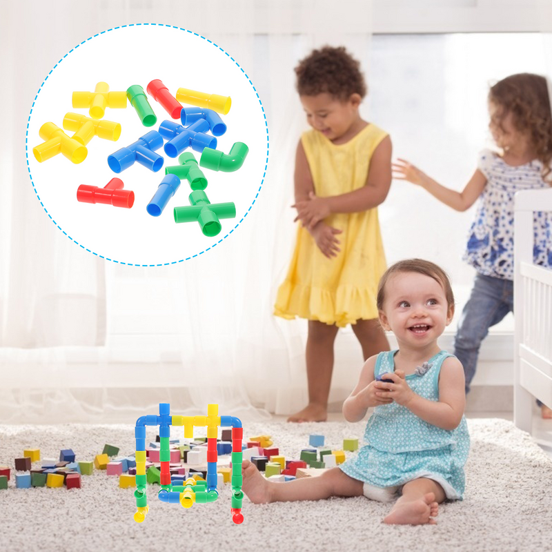 1 комплект пластиковых строительных блоков для водопроводной трубы, Детская развивающая игрушка, кубики и вставки разных цветов