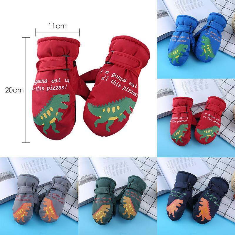 Guanti invernali da dinosauro per ragazzi guanti invernali impermeabili con cinturino elastico guanti invernali antivento guanti morbidi per bambini per ragazzi