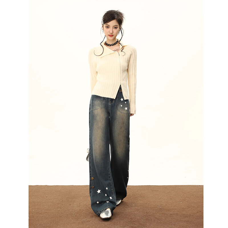 Jean Vintage Taille Haute pour Femme, Pantalon Chic à Jambes Droites, Style de Rue Y2k, Nouvelle Mode 2023