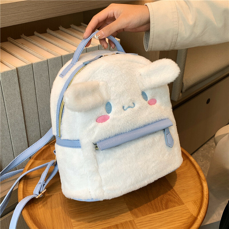 Sanrio Kuromi-시나모롤 플러시 배낭, 헬로 키티 마이 멜로디 가방 쿠로미 플러시 장난감 귀여운 소녀 배낭
