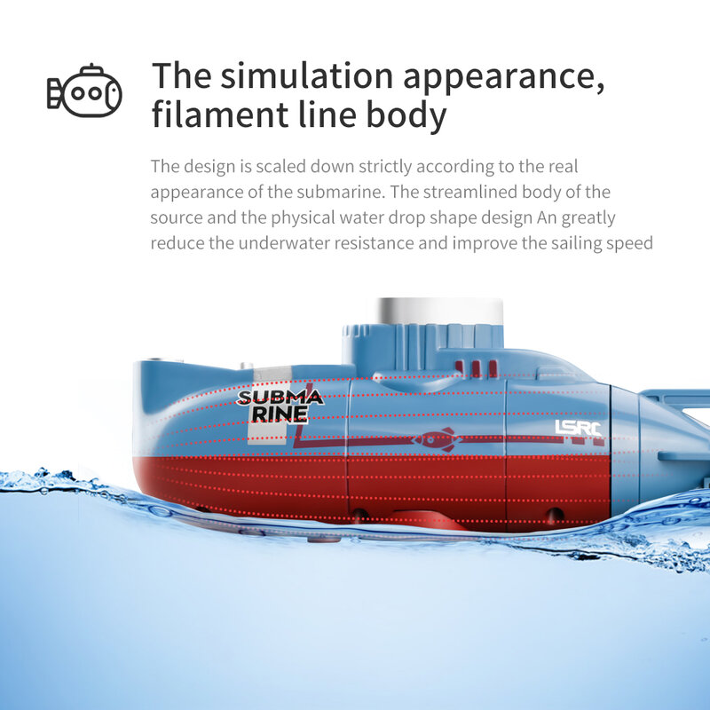 Mini sous-marin télécommandé pour enfants, bateau jouet, étanche, vitesse, plongée sous l'eau, modèle, simulation, cadeaux, 2024, RC, 3311
