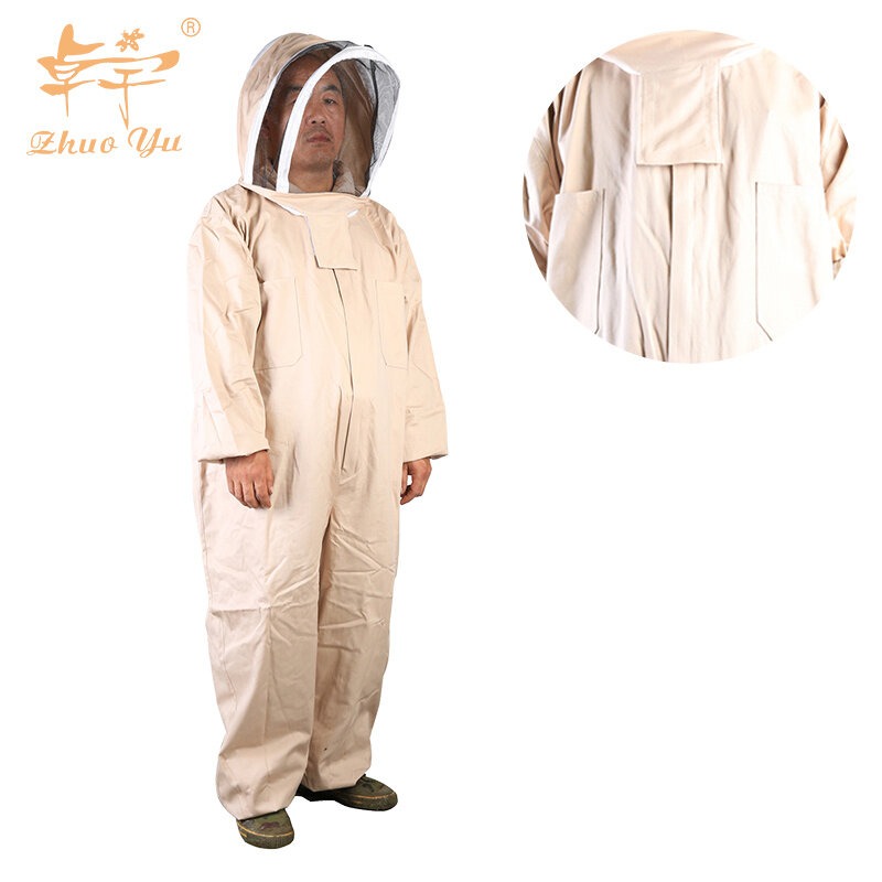 Factory Supplies Pure Cotton Coverall hooded Beekeeping Suit Protection Clothing Ventilated Fencing Veil Bee Suit Jacket
