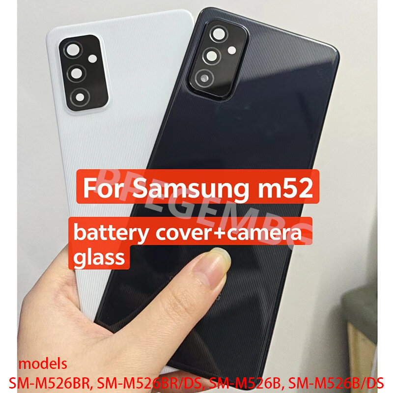 Couvercle arrière de batterie pour Samsung Galaxy M52 5G M526, couvercle de porte arrière, panneau, coque, boîtier, chaiss, objectif de l'appareil photo, remplacement adhésif