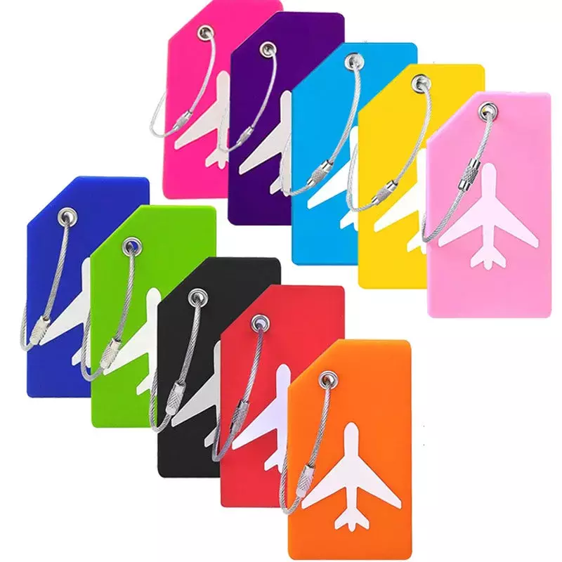 Cute Silicon Plane Luggage Tags Suitcase ID Addres Holder Baggage Tag Women Men Label High Quality Travel Accessories Bags Tag
