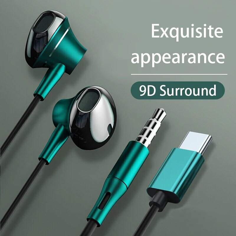 Auriculares con cable tipo C, audífonos de música estéreo HiFi de 3,5mm para iPhone 15, Samsung Galaxy S23, Xiaomi y Huawei, accesorios