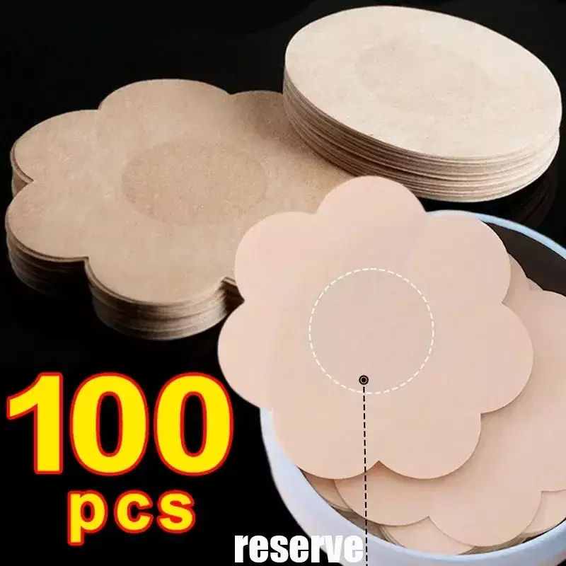 100 Stuks Tepel Cover Stickers Vrouwen Borstlift Tape Pasteitjes Onzichtbare Zelfklevende Wegwerp Bh Opvulling Borst Pasta Patch