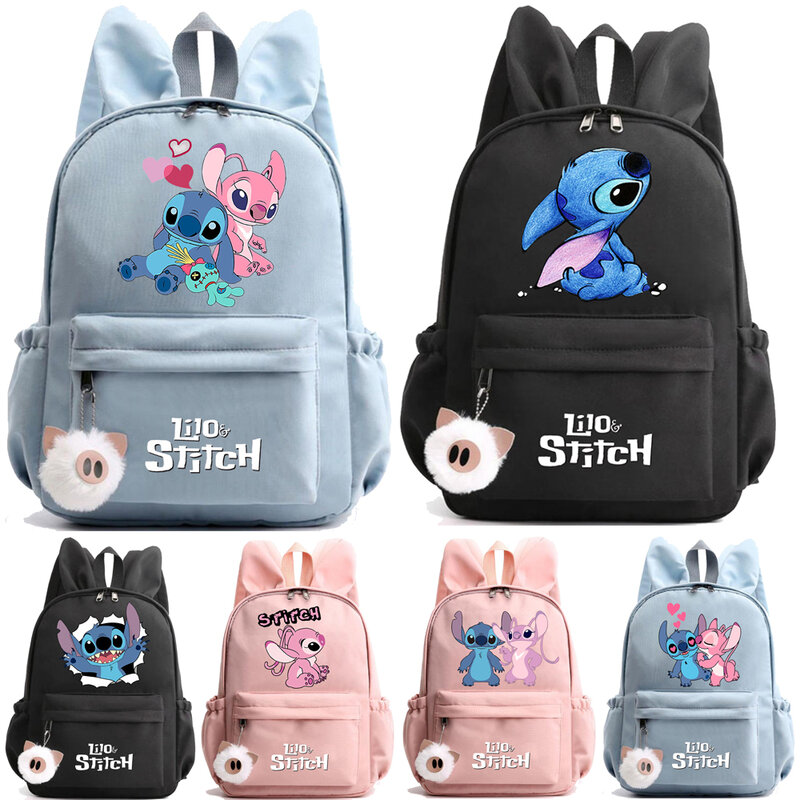 Disney-Mochila Lilo e Stitch para meninas e meninos, mochilas escolares casuais, mochila fofa, estudante, adolescente, criança, presente de aniversário infantil, brinquedo