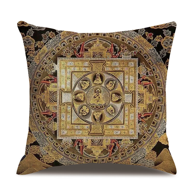 ZHENHE-funda de almohada de lino geométrico de estilo nacional indio, cubierta de cojín de decoración del hogar, funda de almohada de Decoración sofá dormitorio, 18x18 pulgadas
