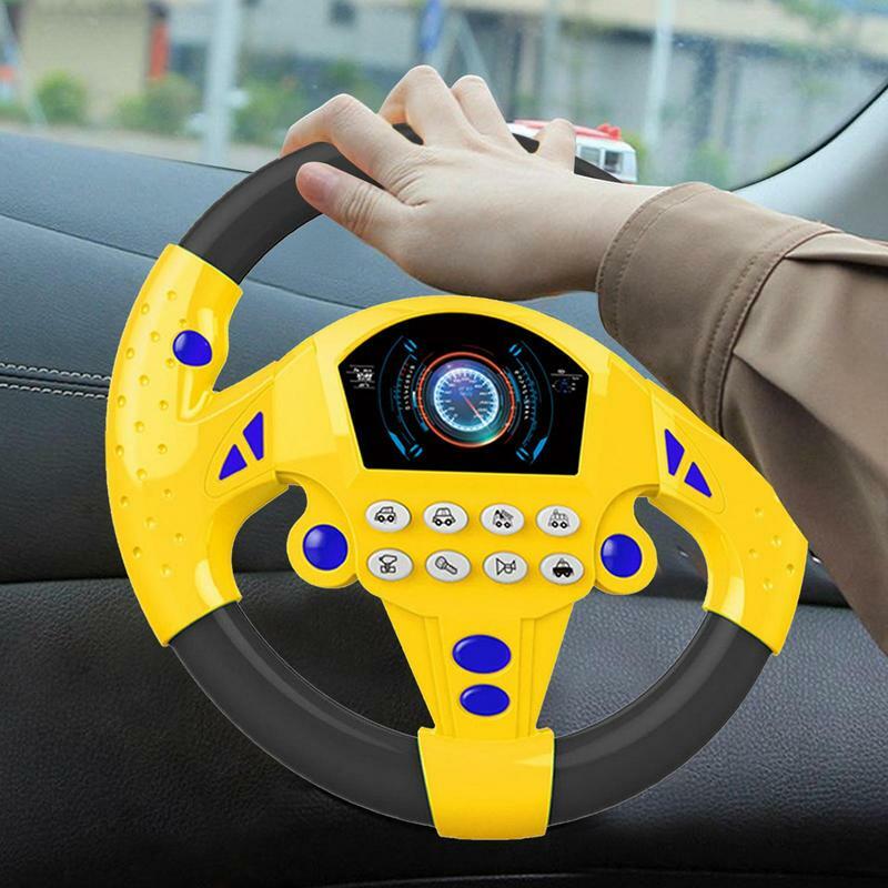Cartoon Electric Simulation Driving Car Steering Wheel Baby Sounding Toys Kids Early Educational Stroller Driving Toys