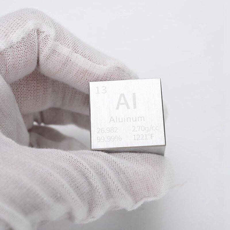 Metal puro alumínio quadrado para elementos coleções, alta densidade, AI, 1 Polegada, 1 peça