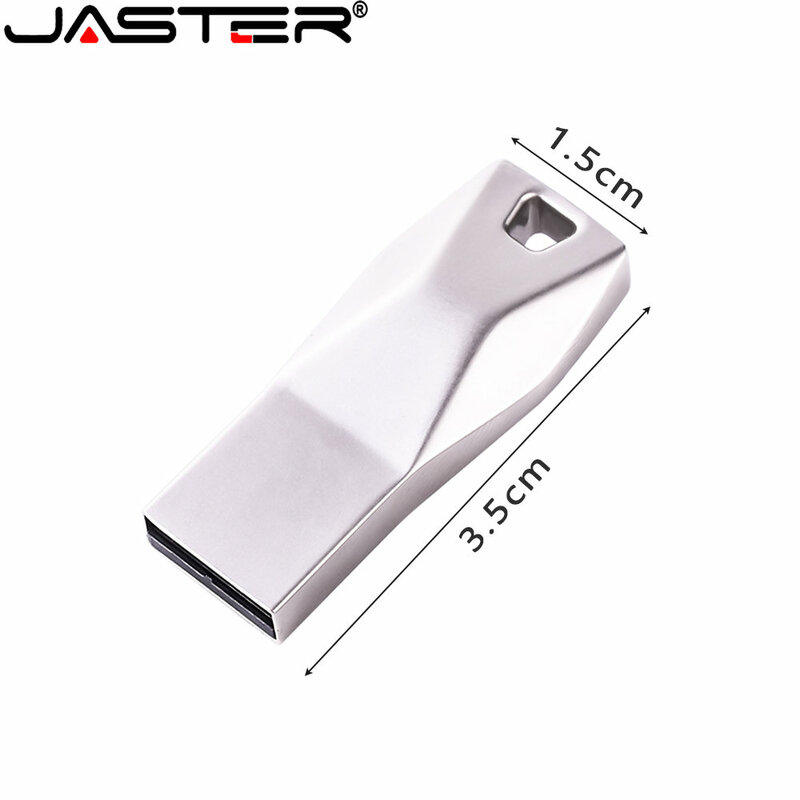Jaster แฟลชไดรฟ์ USB 64GB 32GB 16GB 8GB 2.0แฟลชไดร์ฟกันน้ำสีเงิน U ดิสก์ของที่ระลึกหน่วยความจำ