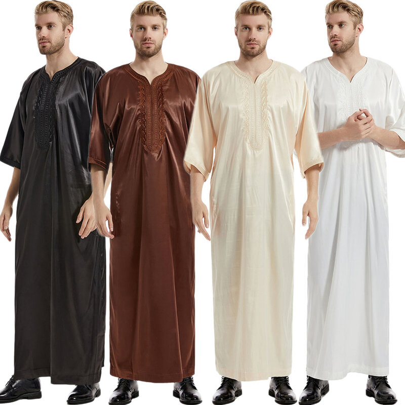 Bata musulmana para hombre, caftán de Arabia Saudita, Abaya de Oriente Medio, Eid, Ramadán, Thobe, ropa islámica