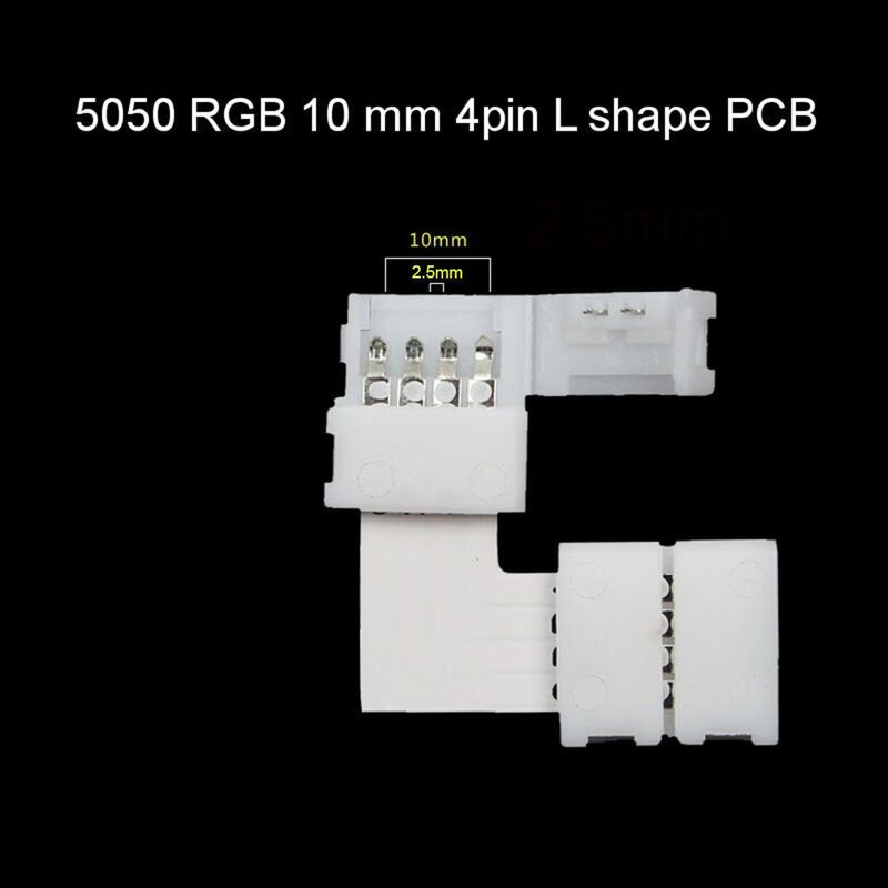 Conector de tira LED com acoplador clip, L T Cross Shape, PCB Corner, RGB 3528 5050, acessórios de luz, 4Pin, 1 Pc