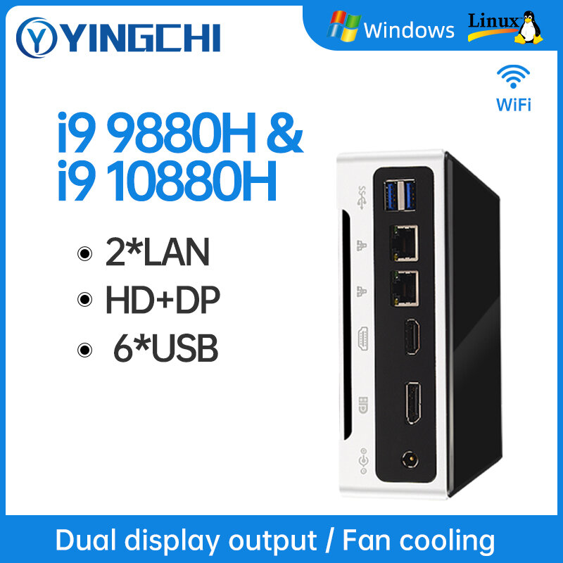 YINGCHI Mini PC Dual 1000M LAN Intel Core i5 10200H i7 10750H HD DP ad alte prestazioni Win10 Home Office piccolo Computer Desktop