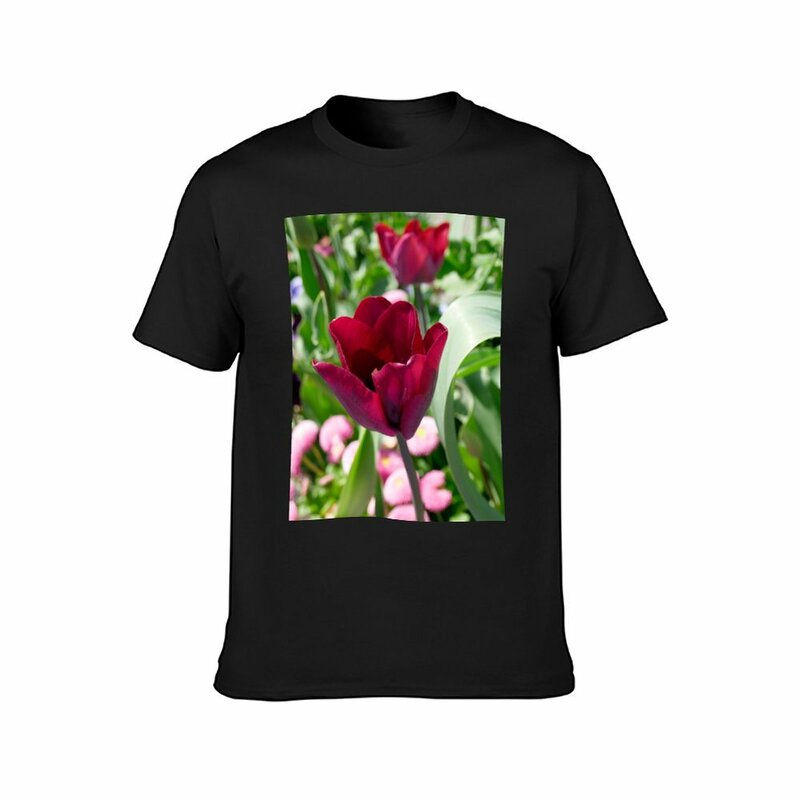 Nature, flora, musim semi, tulip, merah, fotografi, kaus bebicervin kaus hippie pakaian untuk anak laki-laki kaus katun pria