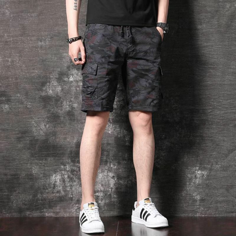 Shorts de carga dos homens verão calças casuais cintura elástica leve respiração legal masculino streetwear coreano shorts moda 2023 u90