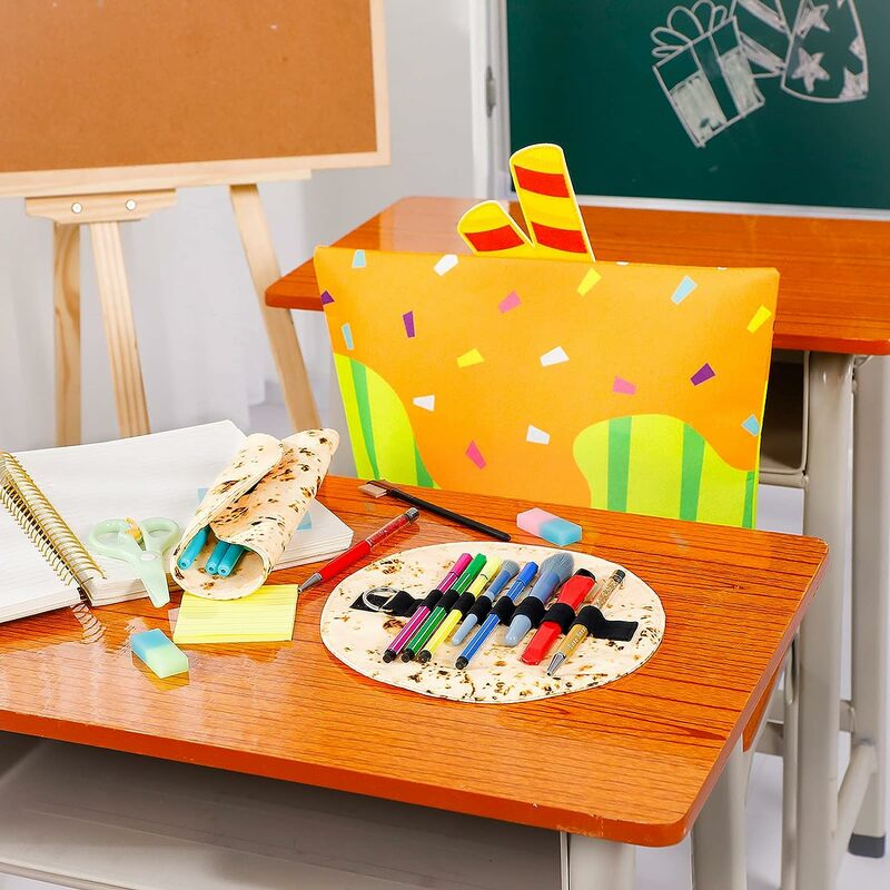 ที่จับกล่องดินสอม้วน Tortilla ตลกปากกาม้วนเบอริโต้กระเป๋าดินสอเครื่องเขียนโรงเรียนกระเป๋ากระเป๋าเก็บเครื่องสำอาง