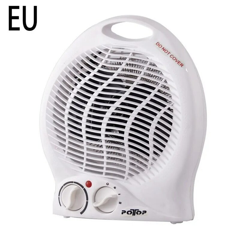 EU Plug Type Portable Fan Heater Adjustable Thermostat Floor Table Desk Heater 2000W Heater 2 Heat Settings Fan Heater
