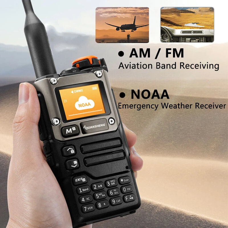 Quansheng-walkie-talkie UV-K6, Radio bidireccional de 5W, UV-K58 (8), 50-600MHz, banda completa, recepción tipo C, carga de aire, DTMF, NOAA