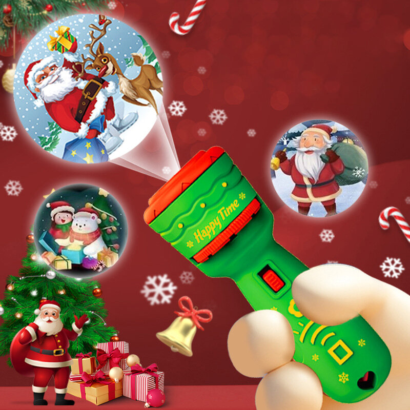 Linterna con 24 patrones de Santa para niños, linterna de árbol de Navidad, proyector, lámpara, juguete de Educación Temprana, regalo de Navidad
