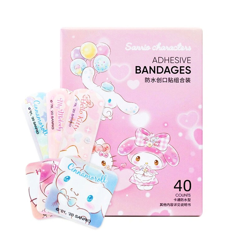40Pcs Hallo Kitty Kit Band Aid Sanrios My Melody Anime Wasserdichte Klebstoff Bandagen Wundpflaster Erste Hilfe Notfall Aufkleber